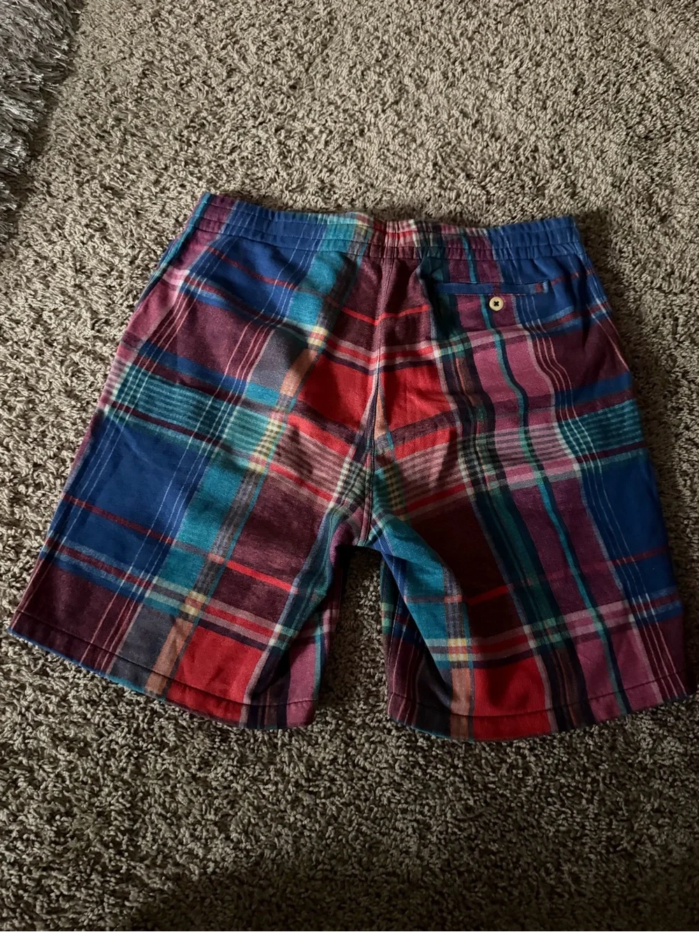 Ralph Lauren Multicolor Plaid Drawstring Athletic Shorts - Blue & Red
